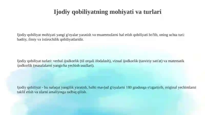 Ijodiy qobiliyatni shakllantirish mezonlari 3
