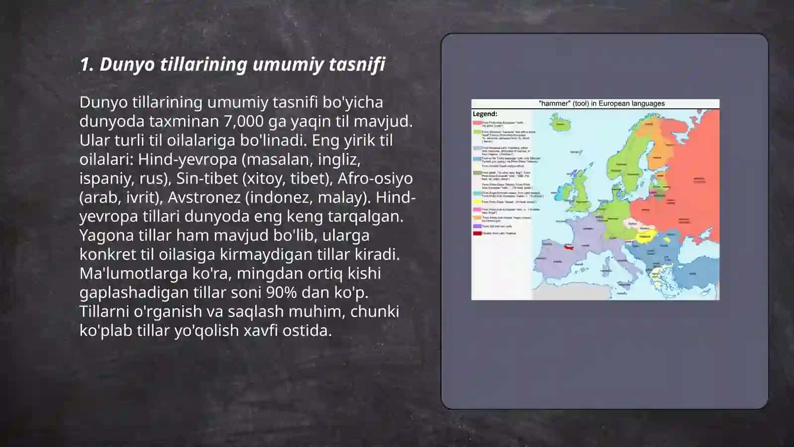 Dunyo tillari tasnifi va turkiy tillar oilasi 3