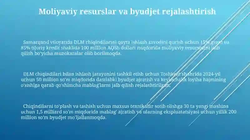 DLM chiqindilar bilan ishlash jarayonini tashkil qilishda qo‘yiladigon talablar 3
