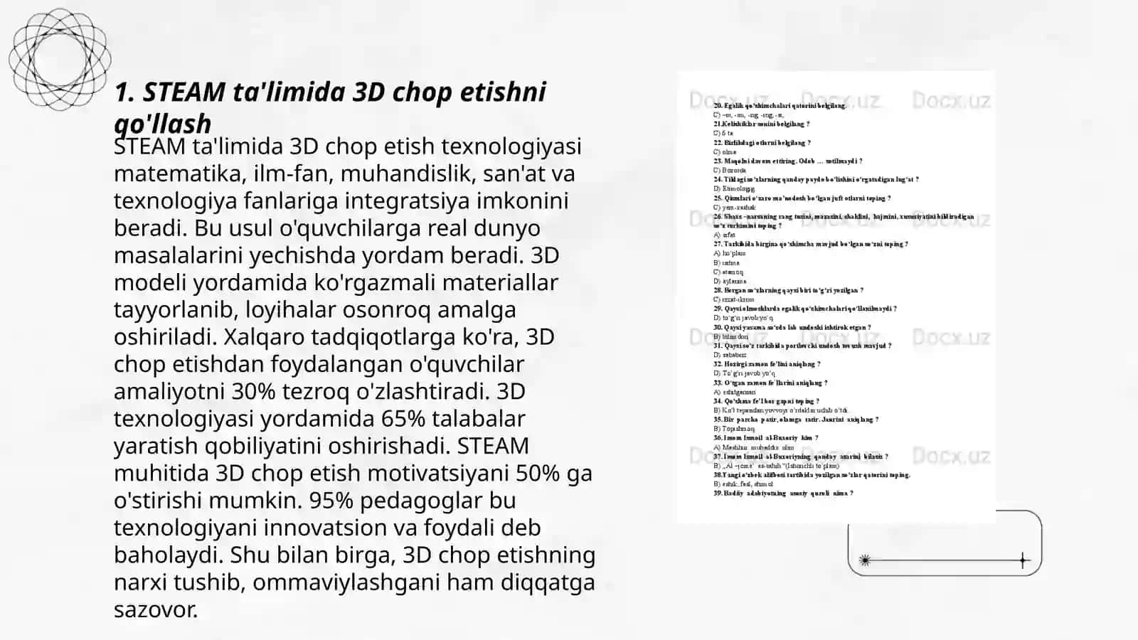 STEAM ta'limi va 3D chop etish 3