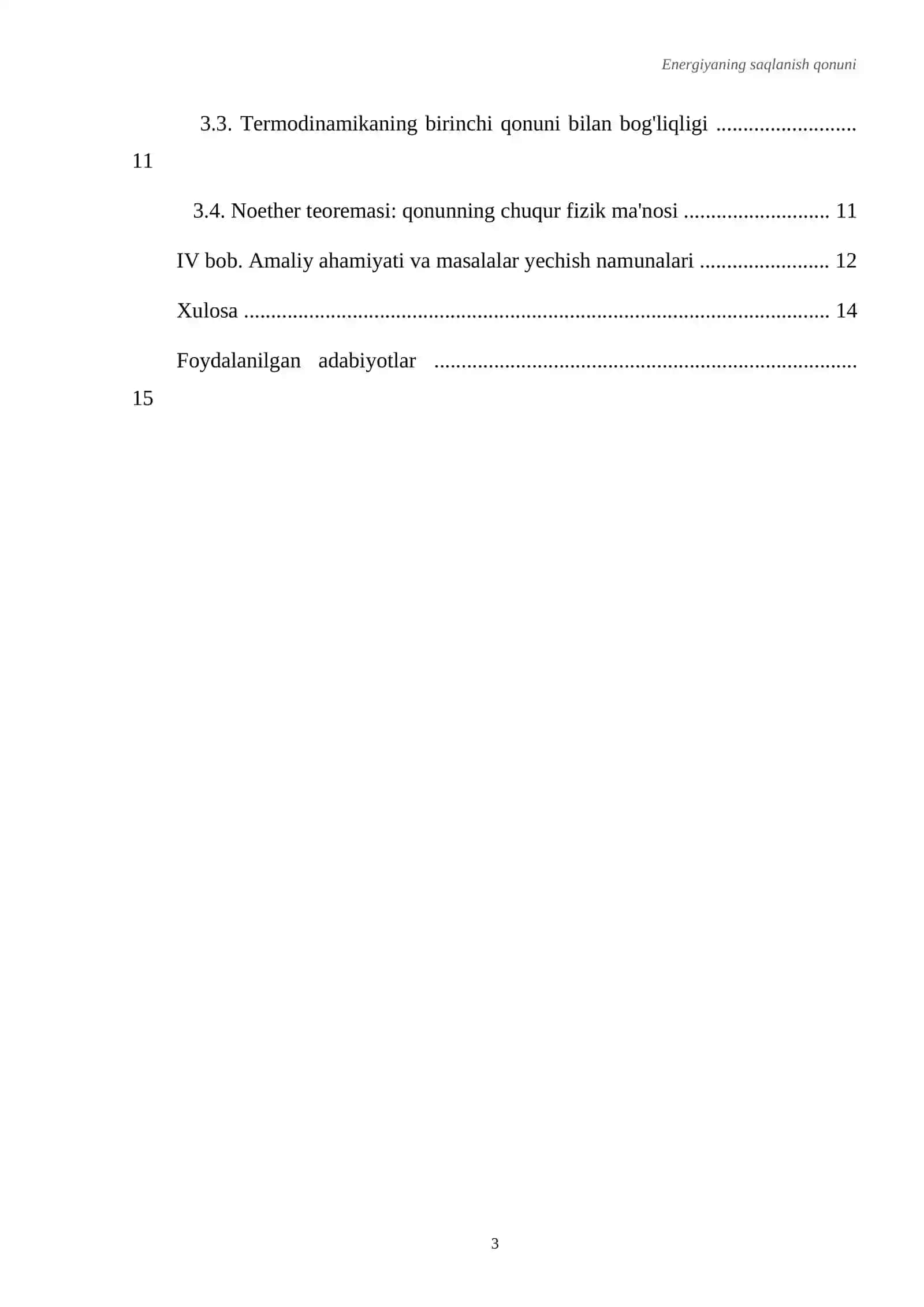 Energiyaning saqlanish qonuni. Referat 3