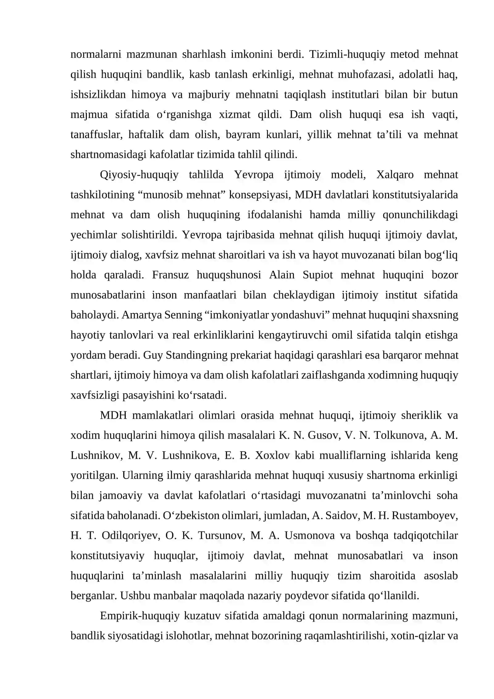 OʻZBEKISTONDA MEHNAT QILISH VA DAM OLISH HUQUQINING KONSTITUTSIYAVIY ASOSLARI 3