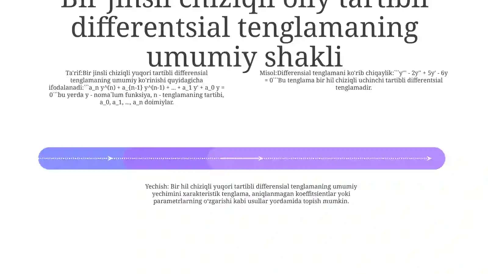 Jinsli Chiziqli Yuqori Tartibli Differensial Tenglamalar 3