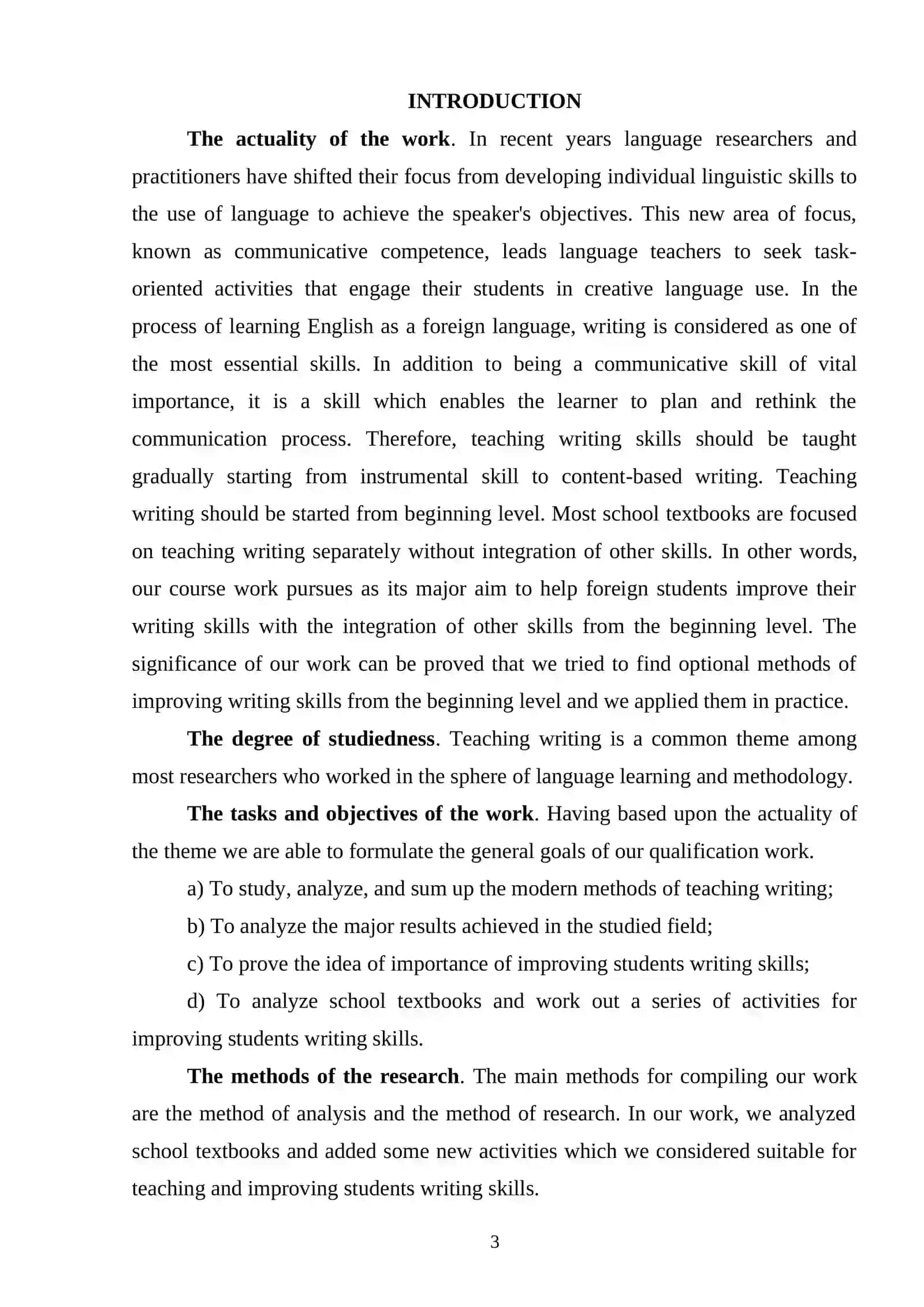 TEACHING WRITING TO EFL STUDENTS 3