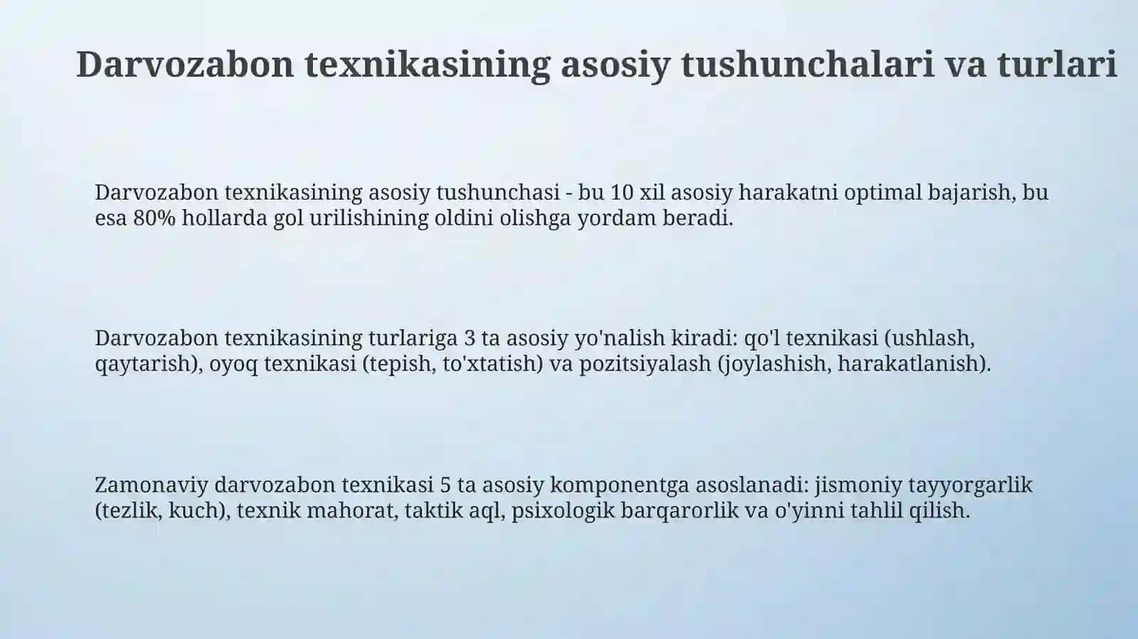 Darvozabon texnikasi tasnifi 3