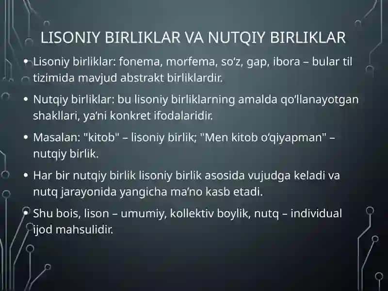 Tilning tarkibi. Lison va nutq 3