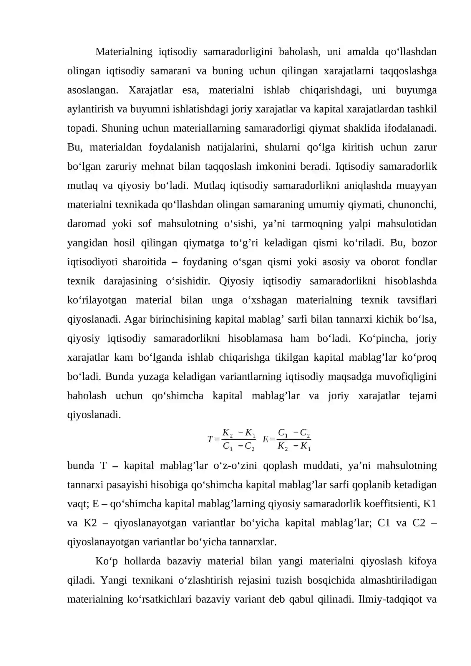 Materiallarni tanlashda texnik iqtisodiy asoslash va iqtisodiy samaradorligi 3