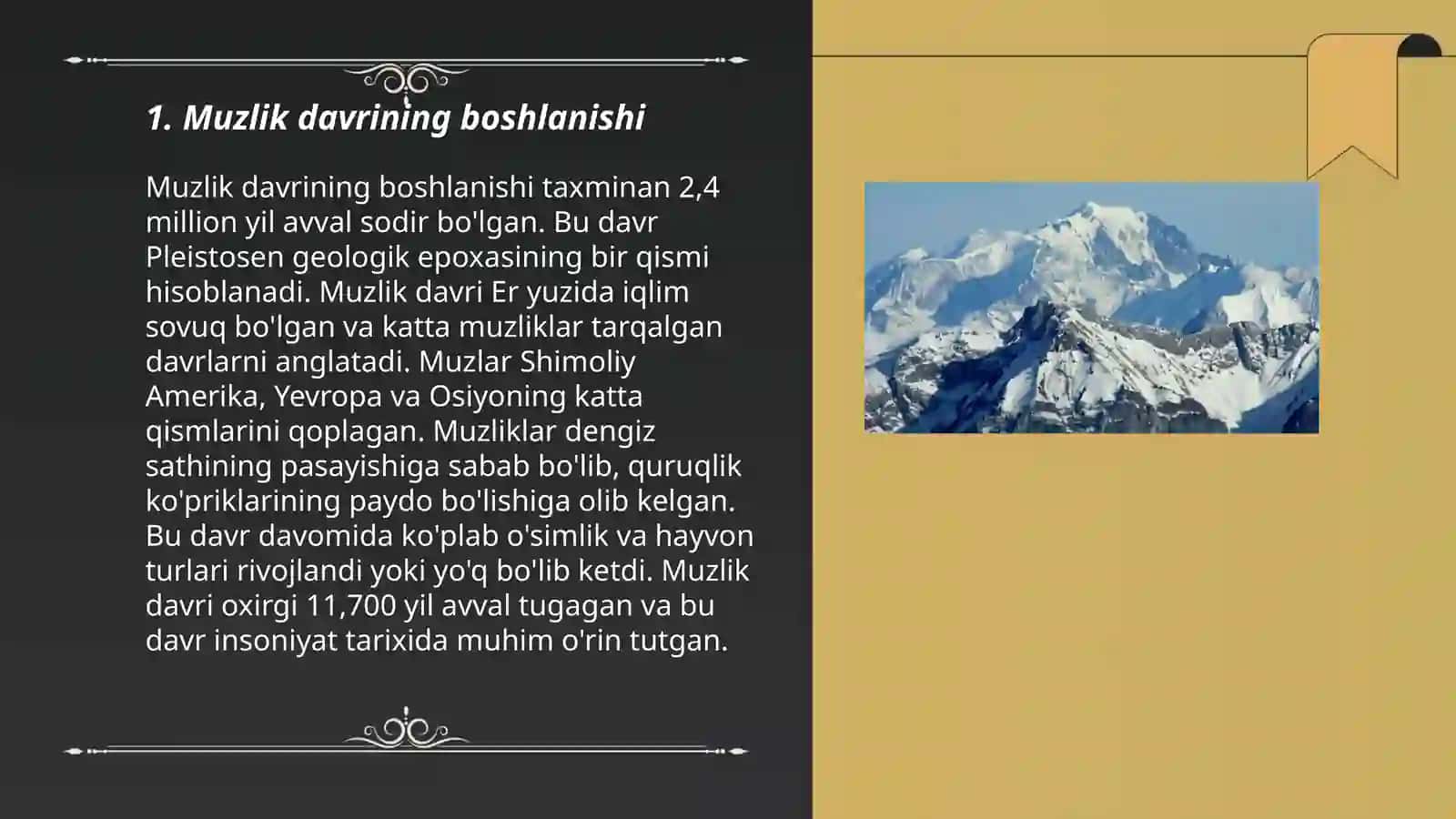 Muzliklar muzloqlar toʻrtlamchi davr muz bosishlari 3