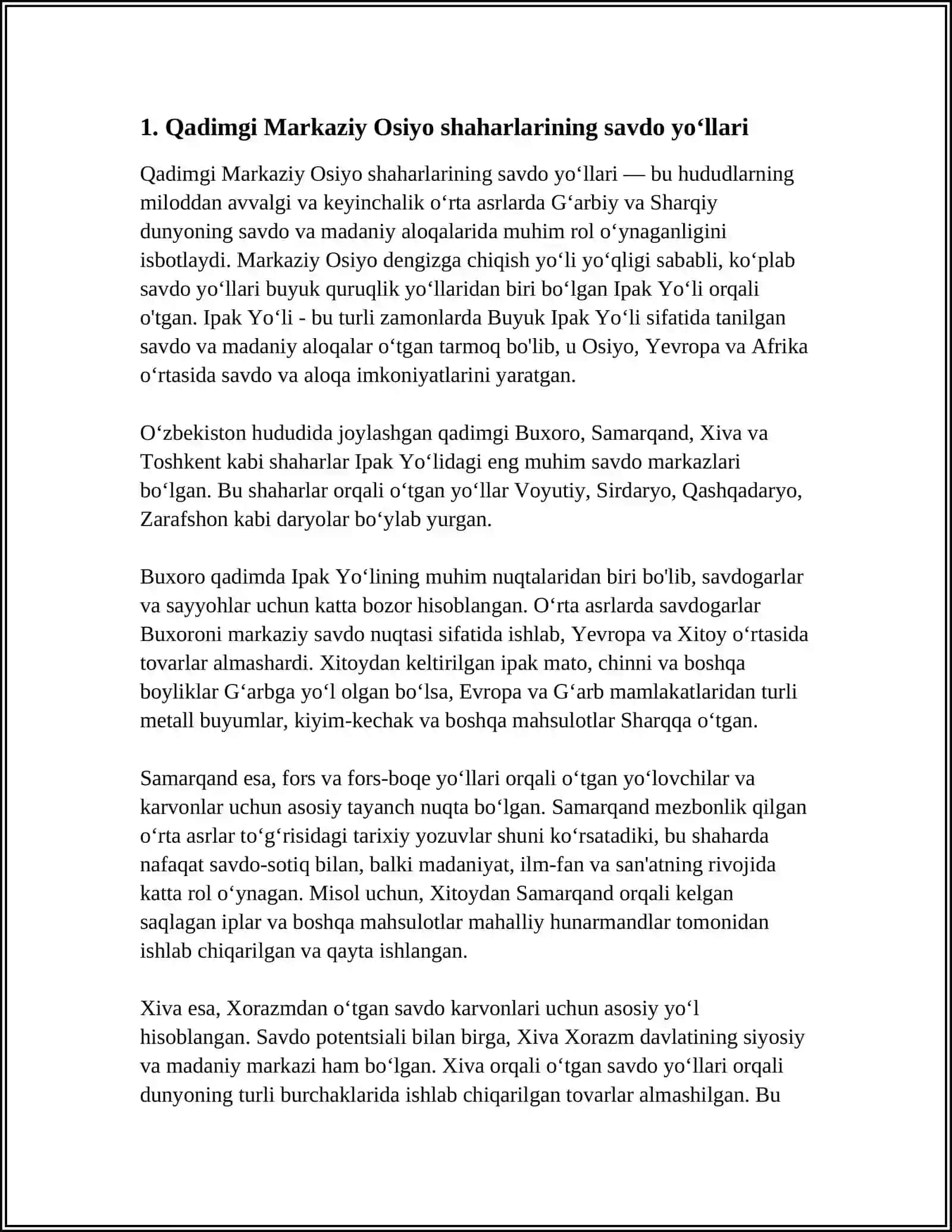 MARKAZIY OSIYONING QADIMIY SHAHARLARINING IQTISODIY ALOQSLARI 3