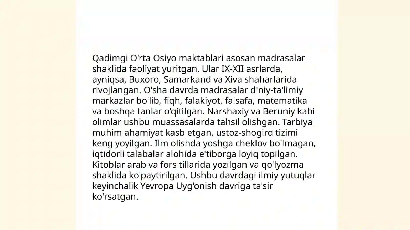 O'rta Osiyo Maktablari va Tarbiya Tizimi 3