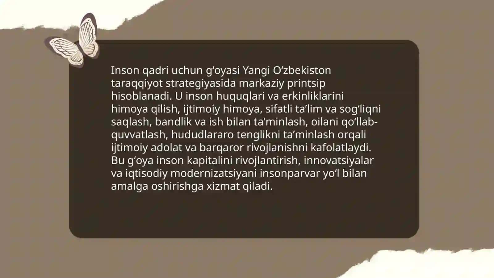 Inson qadri uchun" gʻoyasining Yangi Oʻzbekiston taraqqiyot strategiyasi va uning mazmuni 3