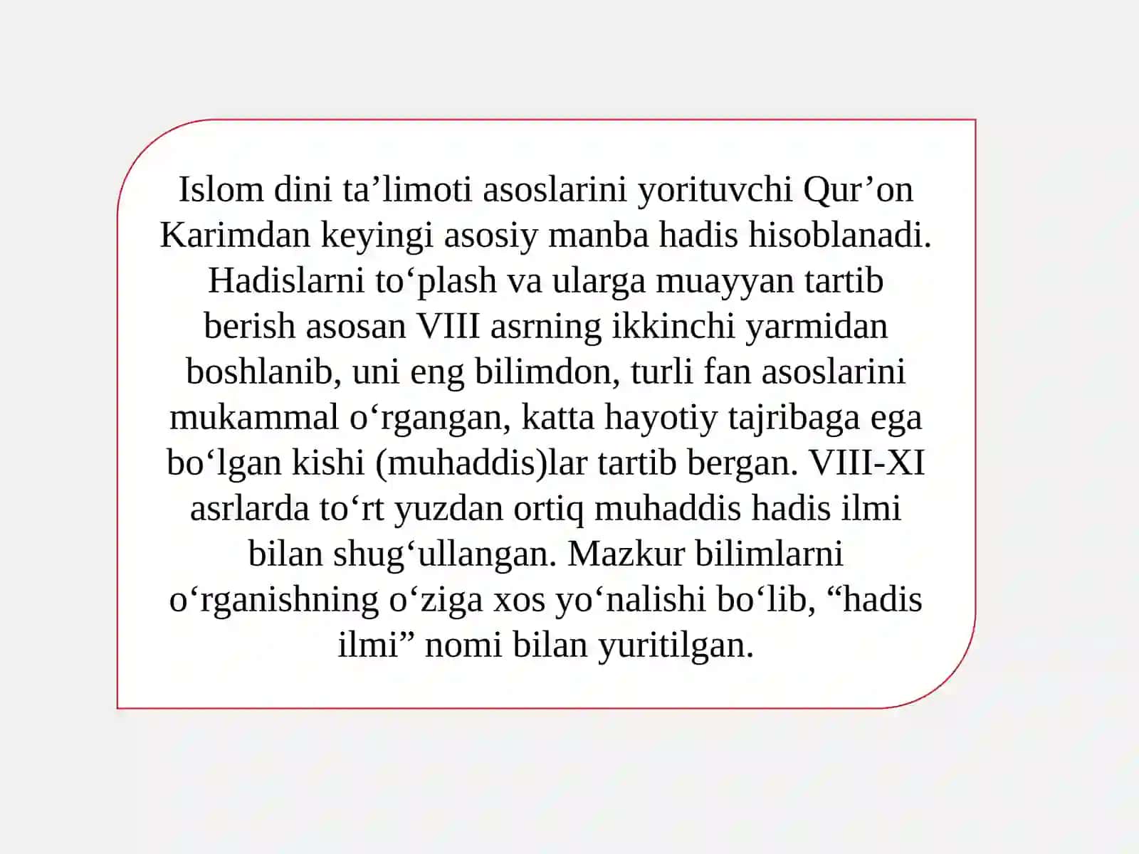 HADIS ILMINING PAYDO BO’LISHI VA UNING TARBIYAVIY AHAMIYATI. SHARQ UYG’ONISH DAVRI VA UNDA TA’LIM-TARBIYA MASALALARI 3