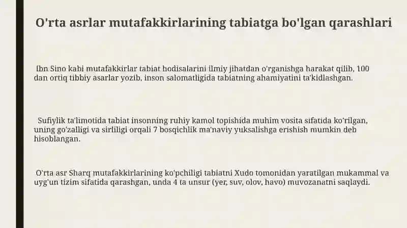 G’arb va Sharq mutafakkirlarining tabiatning inson hayotidagi o’rni haqidagi qarashlari 3
