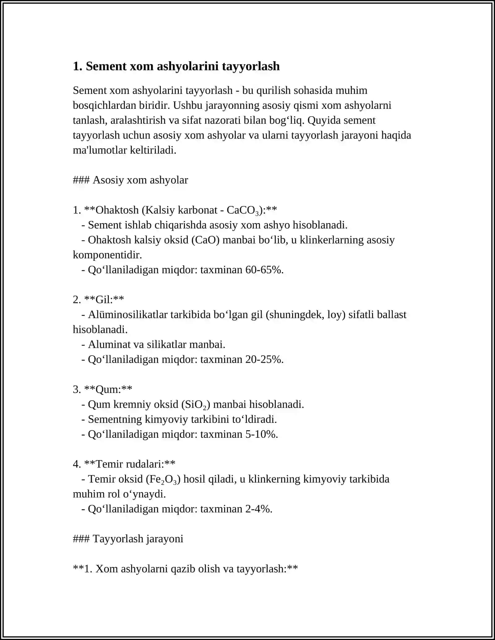 SEMENT TAYYORLASH TEXNOLOGIYALARI 3