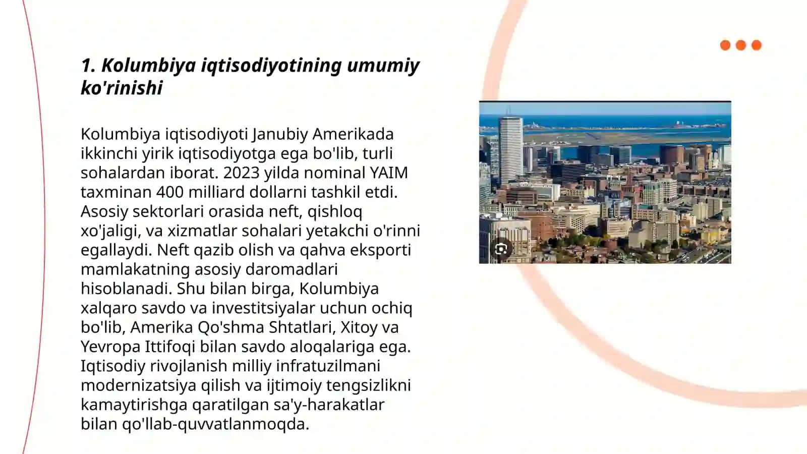 Kolumbiya Iqtisodiyoti yalpi ichki mahsuloti 3