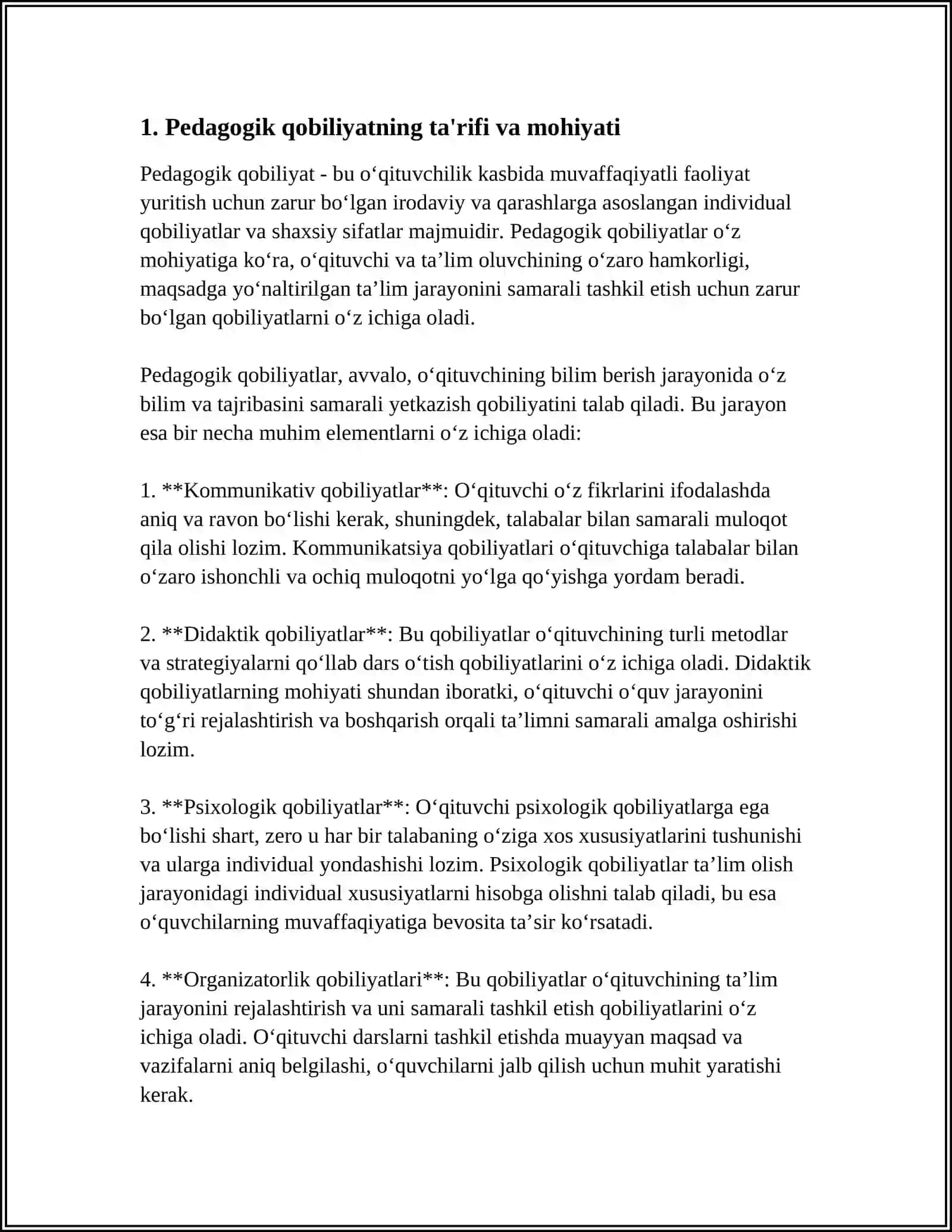 PEDAGOGIK QOBILIYAT – PEDAGOGIK MAHORATNING ASOSI SIFATIDA 3