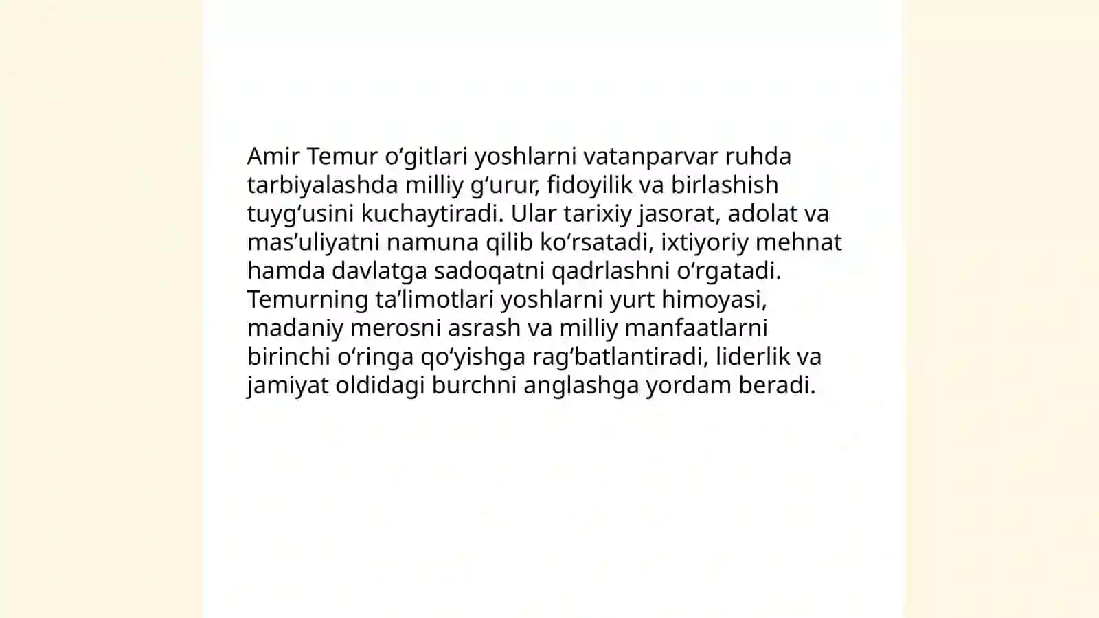 Amir Temur oʻgitlarining tarbiyaviy ahamiyati 3