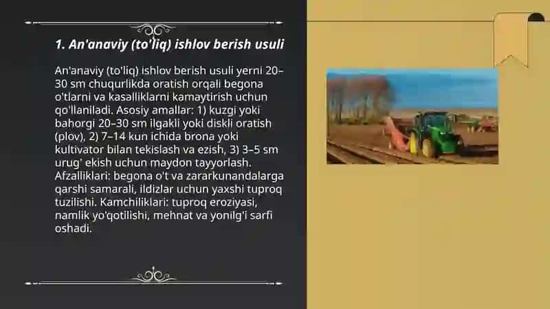 An'anaviy (to'liq) ishlov berish usuli 3