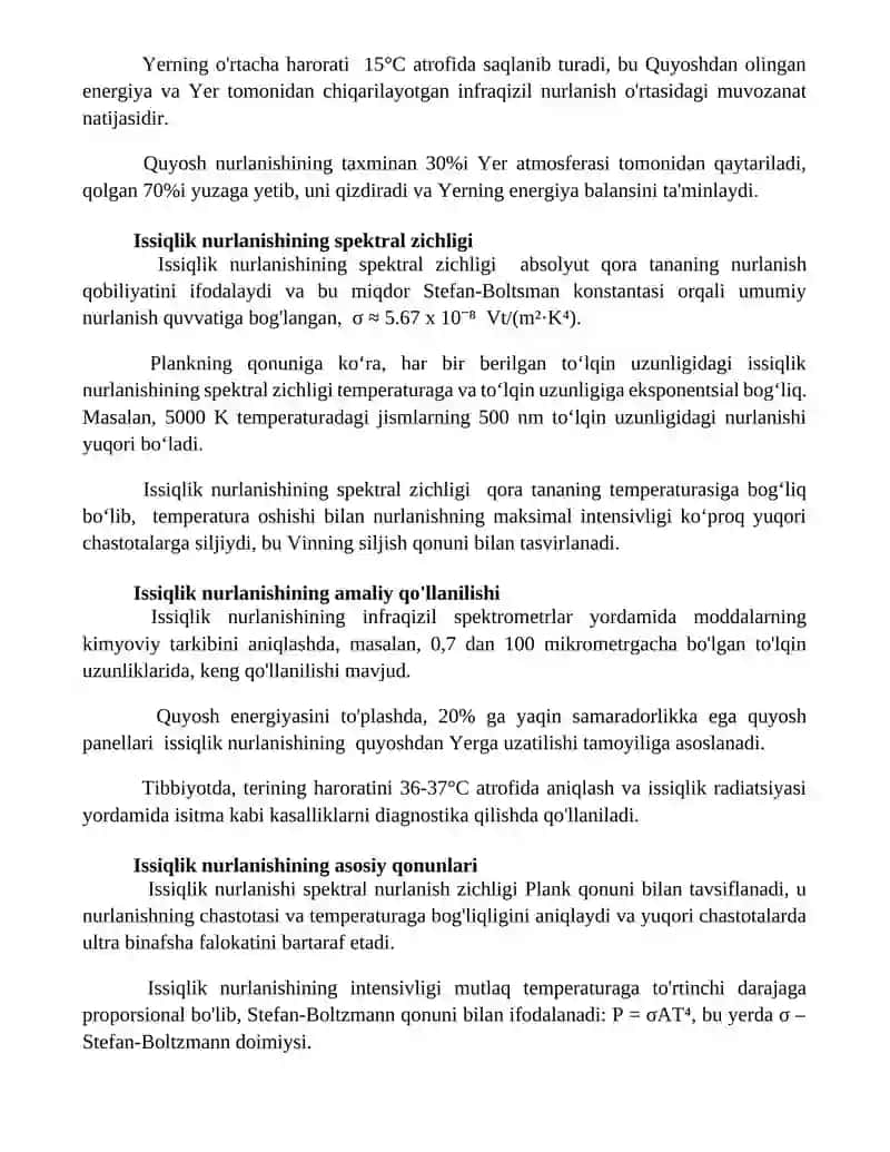 Jismlarning issiqlik nurlanish qonunlari 3