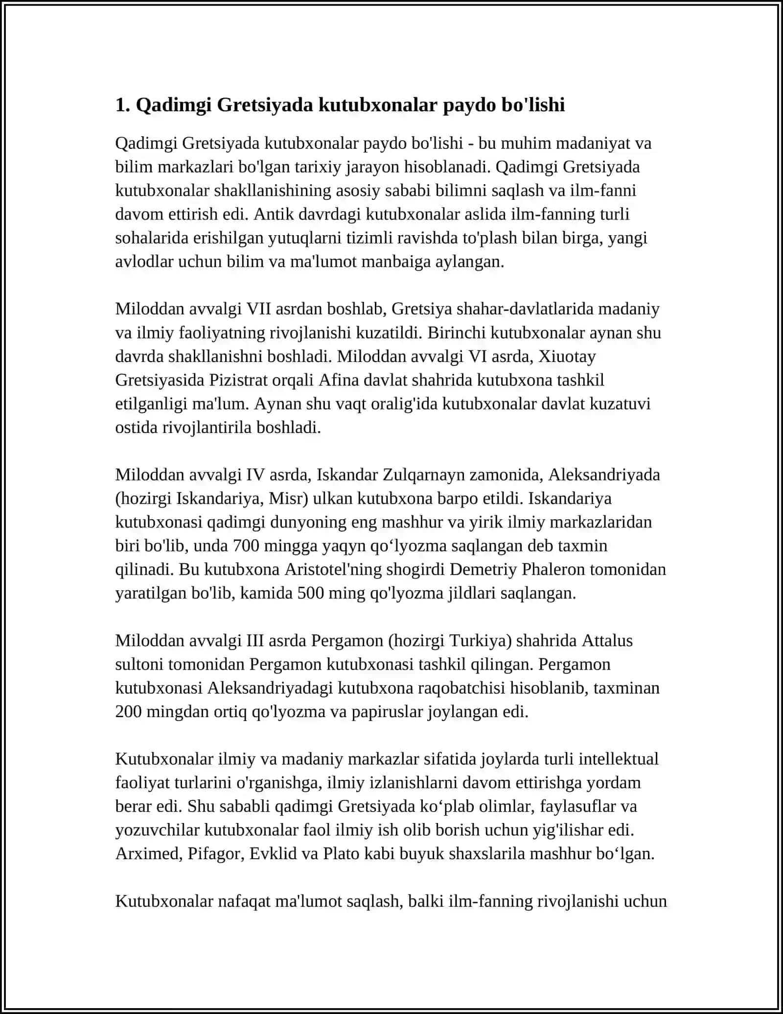 QADIMGI GRETSIYA VA RIMDA KITOBATCHILIK ISHI VA KUTUBXONALAR 3