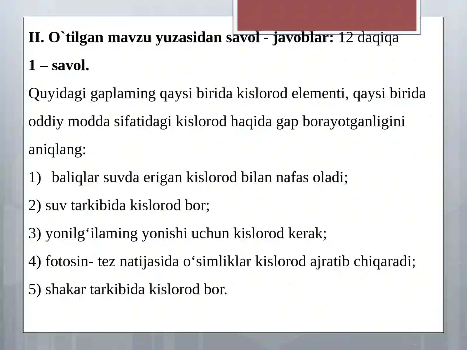 KIMYO Fanidan Savollar va Javoblar 3