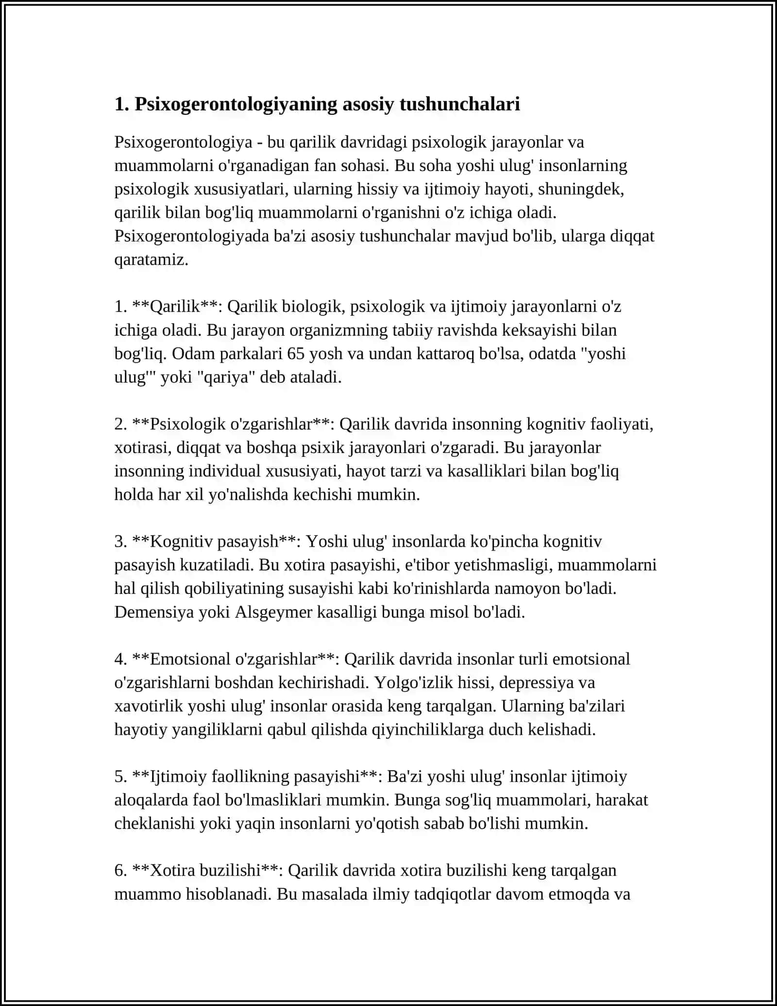 PSIXOGERONTOLOGIYA DEGANDA NIMANI TUSHUNASIZ 3