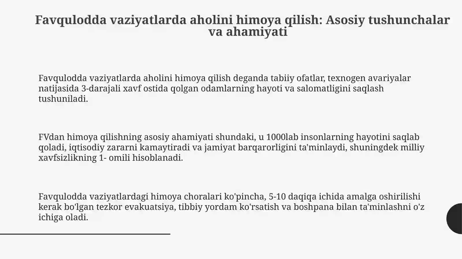 Mavzu: Favqulodda vaziyatlarda aholini muhofazalash. Jamoaviy himoya vositalari 3