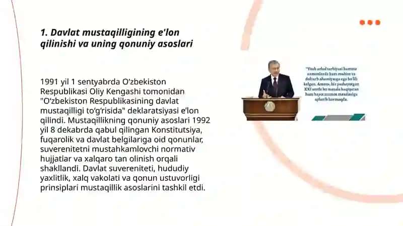 Mustaqillik - me'moriy - huquqiy asoslarining yaratilishi 3