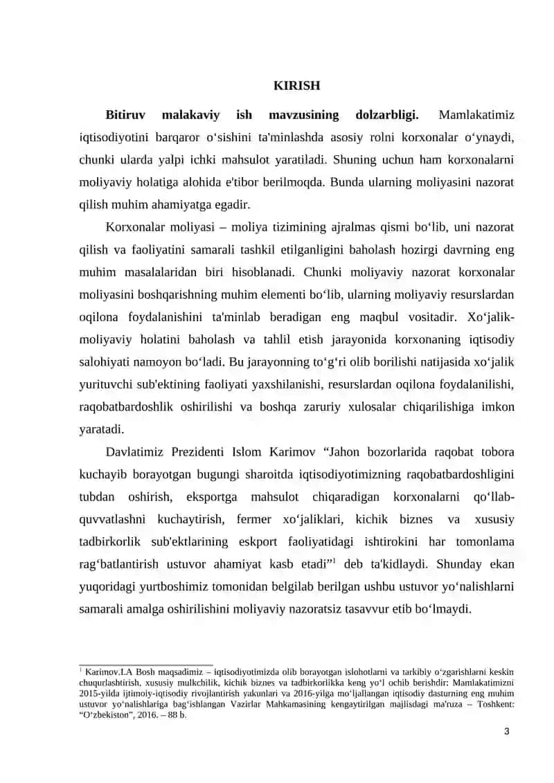 KORXONALAR MOLIYASINI NAZORAT QILISH USULLARI VA ULARNI SAMARALI TASHKIL ETISH YO‘NALISHLARI 3