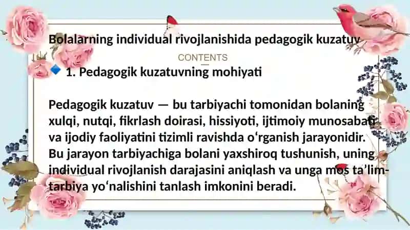 Bolalarning individual rivojlanishida pedagogik kuzatuv 3