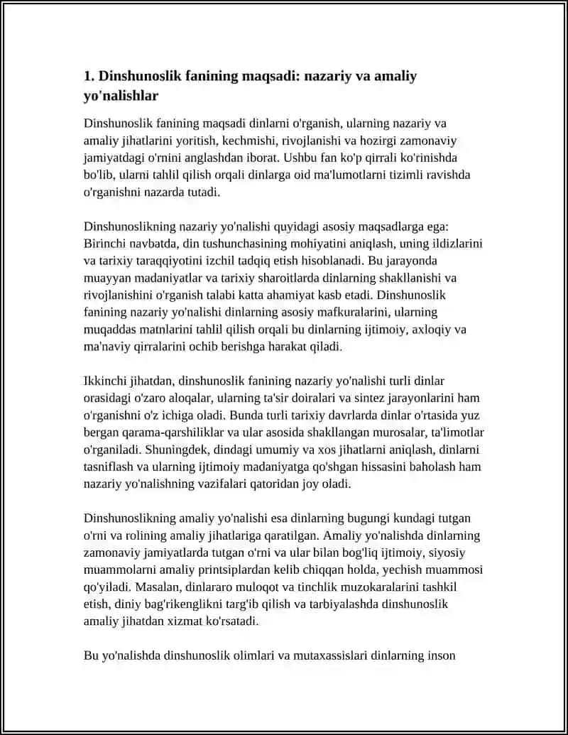 DINSHUNOSLIK FANINING MAQSADI, PREDMENTI VA VAZIFALARI 3