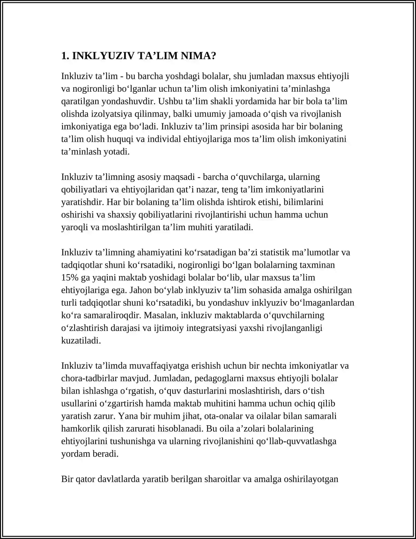 INKLYUZIV TAʼLIM JARAYONIDA PISIXALAGIK -PEDAGOGIK YONDASHUV 3