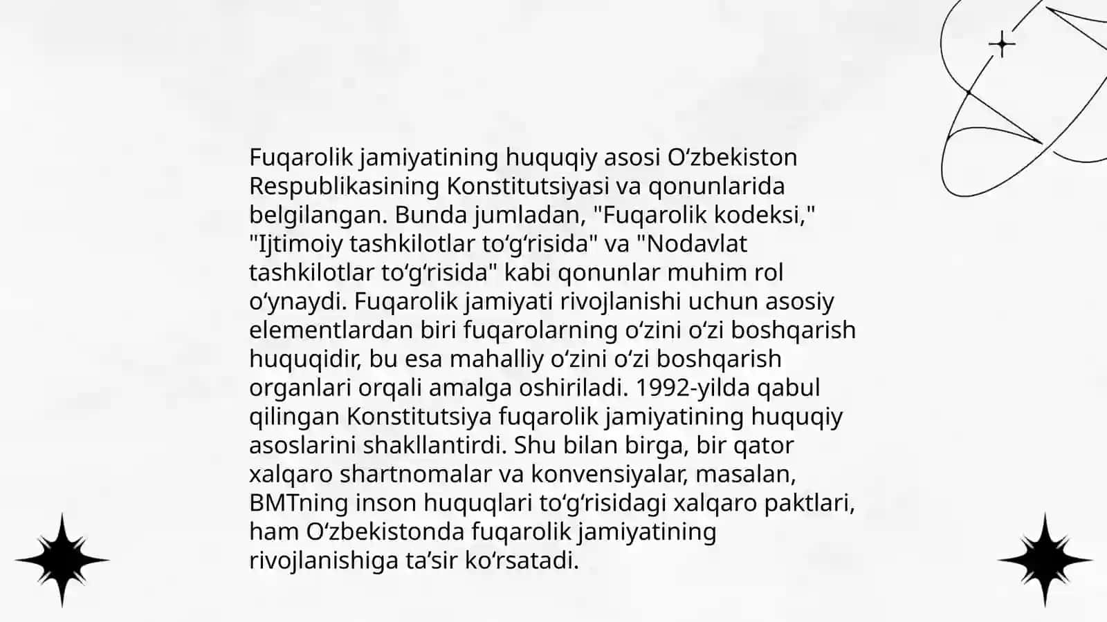 Yangi tahrirdagi Oʻzbekiston Respublikasi Konstitutsiyasida fuqarolik jamiyati institutlari faoliyatining kafolatlanishi 3