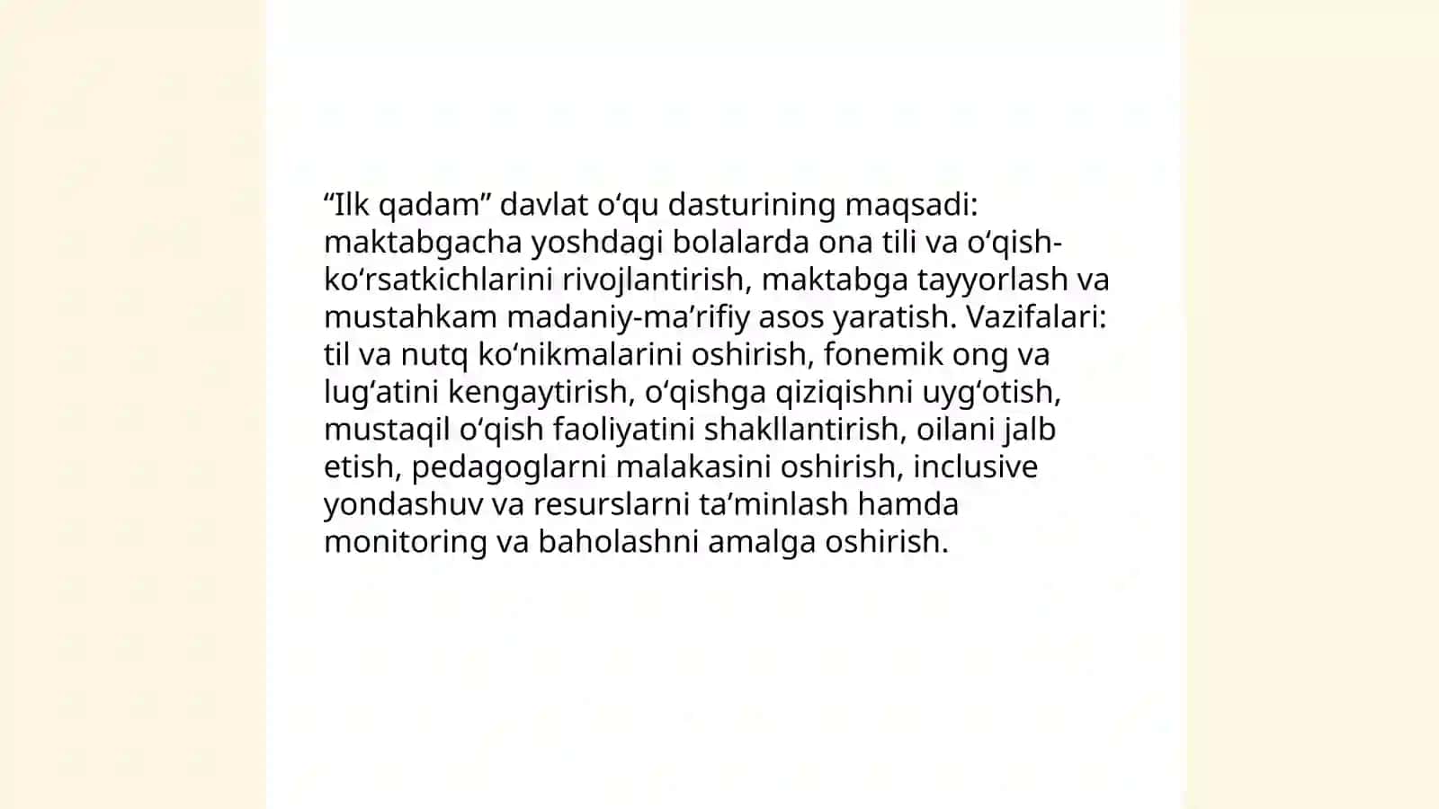 "Ilk qadam" davlat oʻqu dasturi 3
