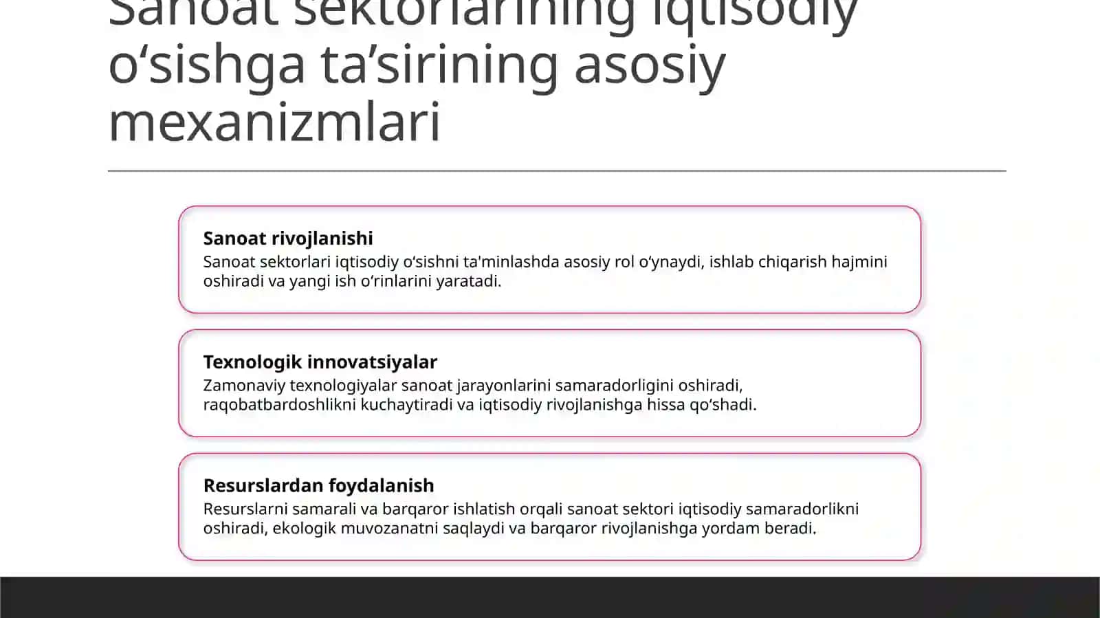 Sanoat tarmoqlarining iqtisodiy oʻsish va barqaror rivojlanishga taʼsirini oʻrganish 3