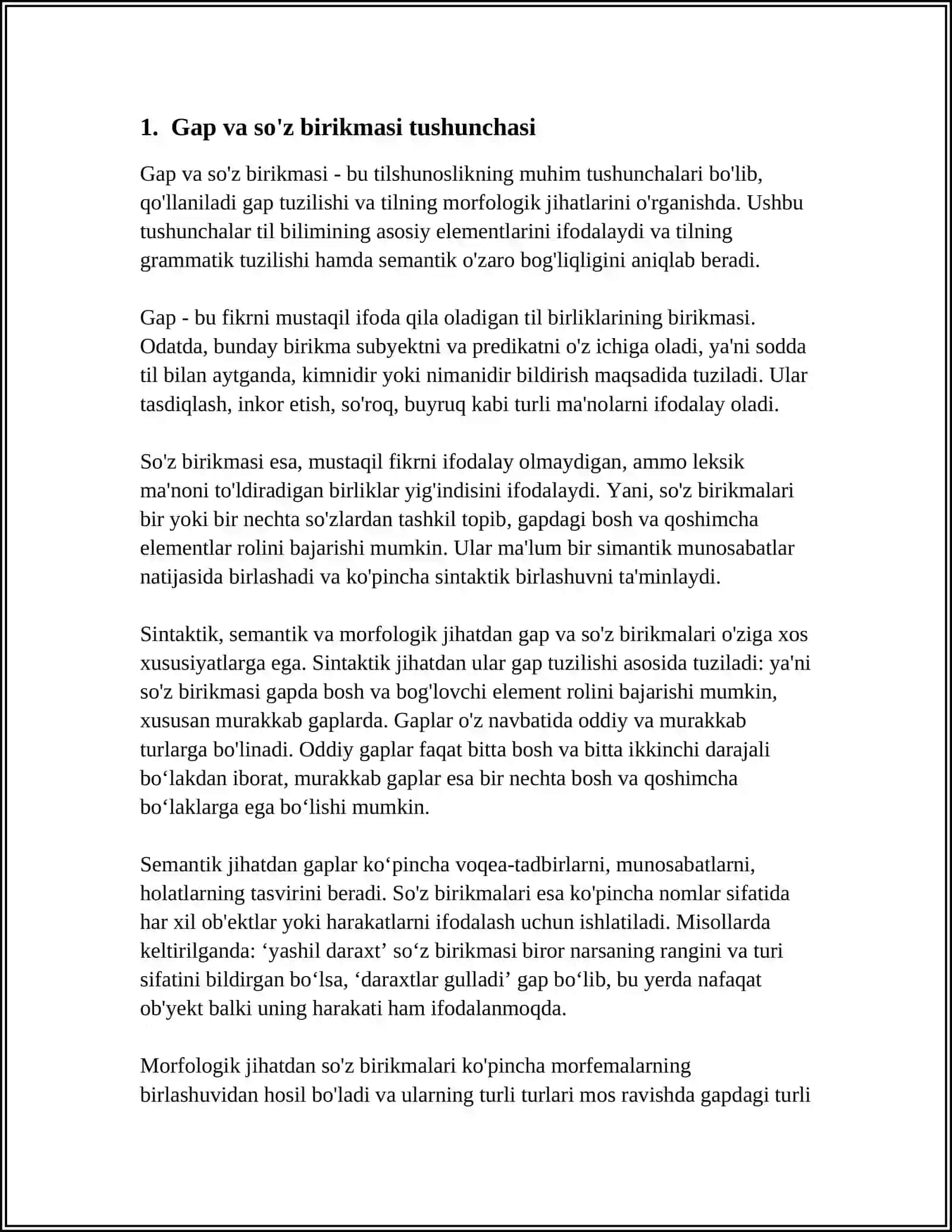GAP VA SO'Z BIRIKMASI USTIDA ISHLASH YUZASIDAN 1-4SINFLAR UCHUN METODIK TAVSIYALAR ISHLAB CHIQISH 3