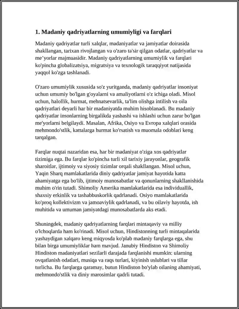 DUNYO XALQLARI MADANIYATIDAGI UMUMIYLIK VA FARQLARI 3