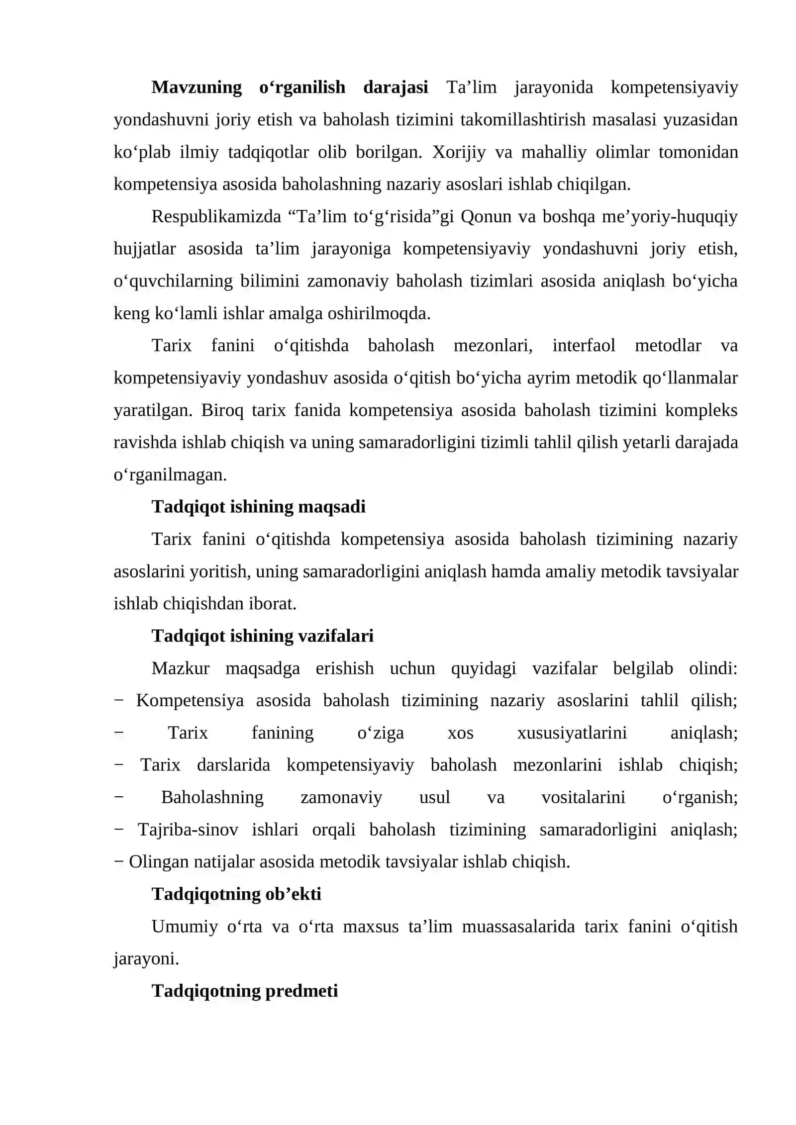 Tarix oʻqitishda kompetensiya asosida baholash tizimini ishlab chiqarish 3