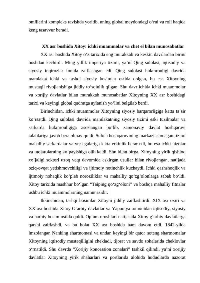 XX-XXI asrlarda Xitoyning global qudratga aylanish jarayoni 3
