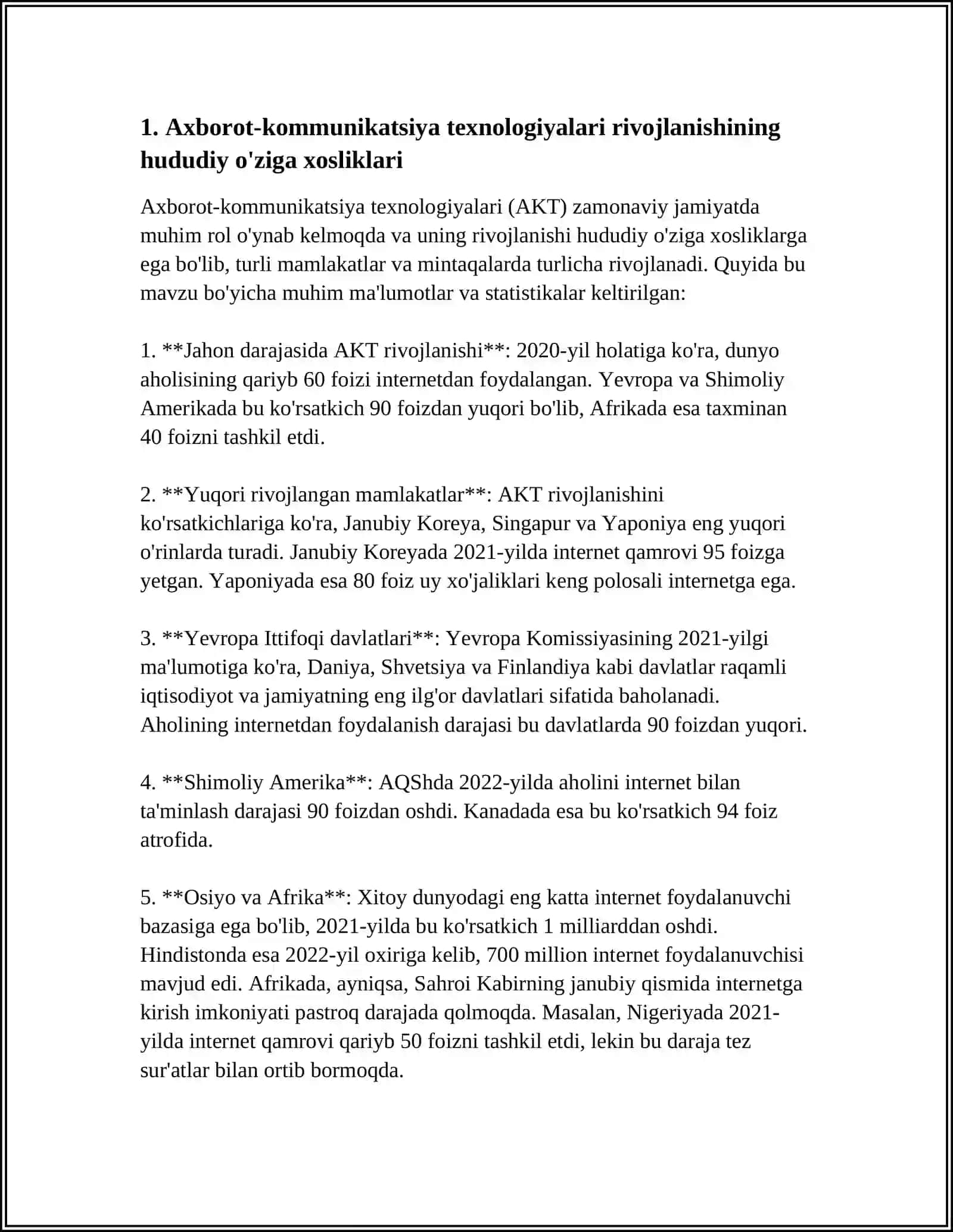 ISHLAB CHIQARISH VA AXBOROT KOMMUNIKATSIYA INFRATUZILMASI RIVOJLANISHINING MINTAQAVIY XUSUSIYATLARI 3