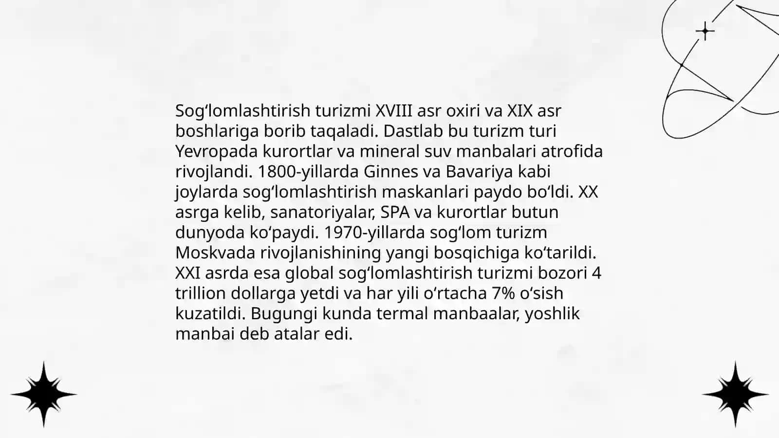 Sogʻlomlashtirish turizmi. Oʻzbekistondagi mineral va termal buloqlar 3