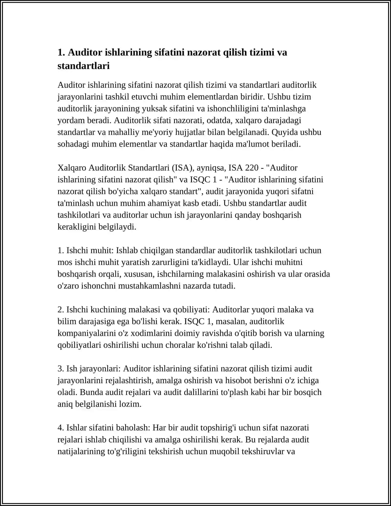 AUDITOR ISHLARINING SIFATI NAZORAT QILISH 3