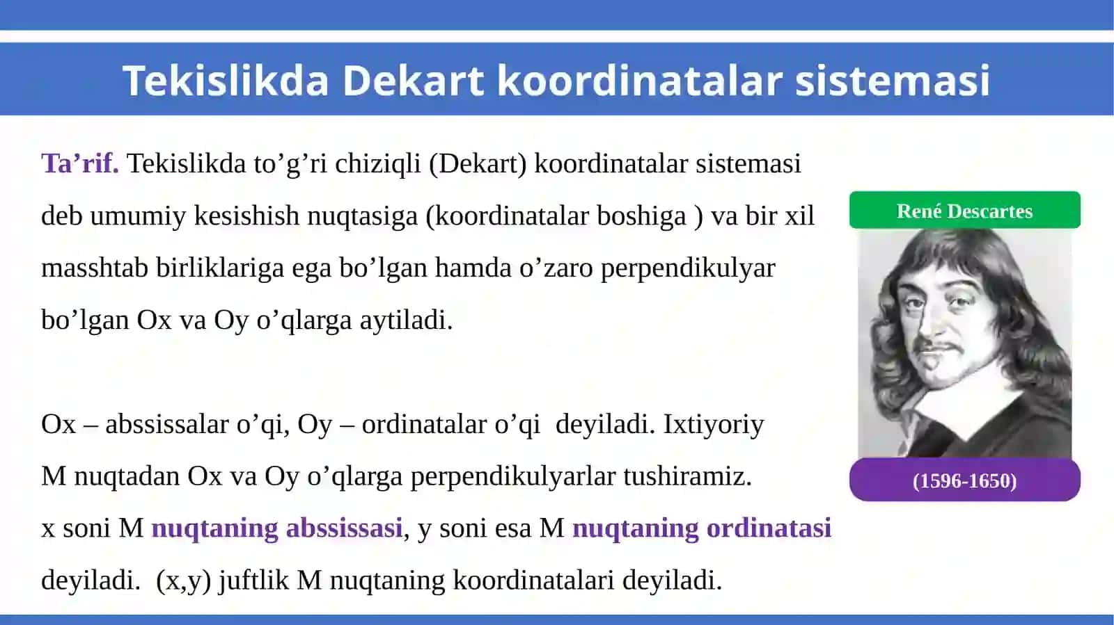 Tekislikda Dekart koordinatalar sistemasi 3