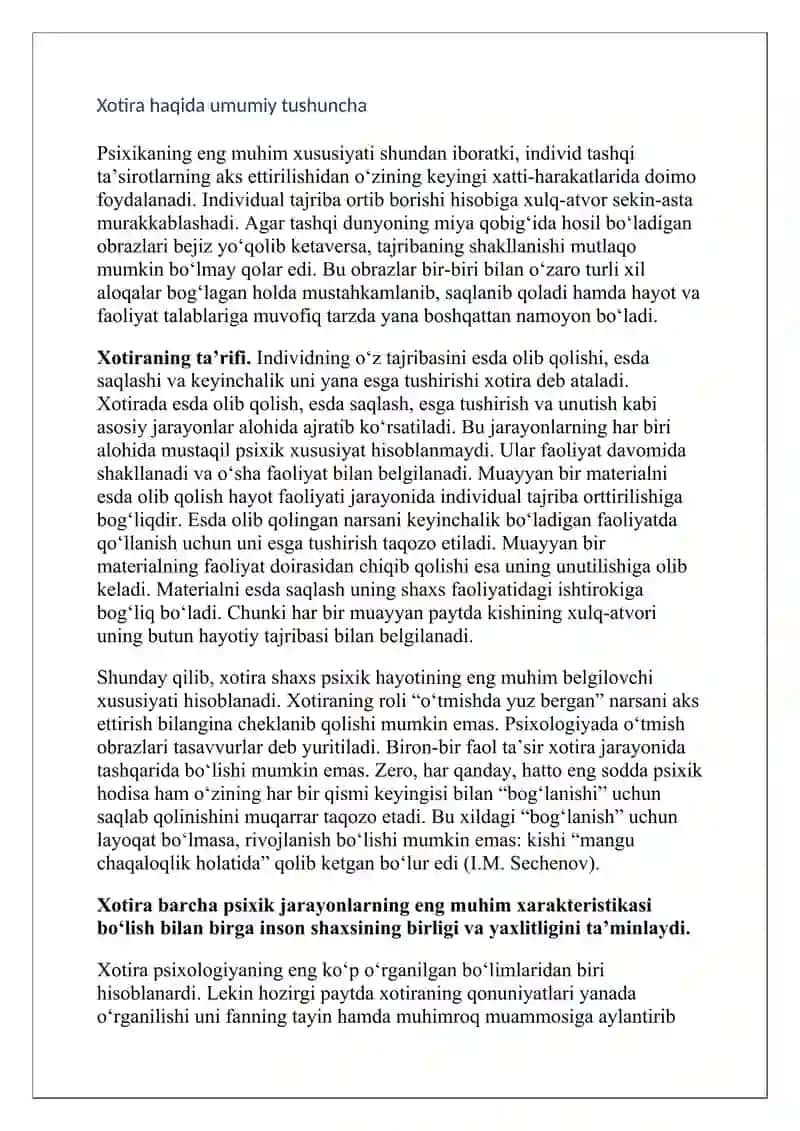 Xotira bilan bog'liq hodisalar 3