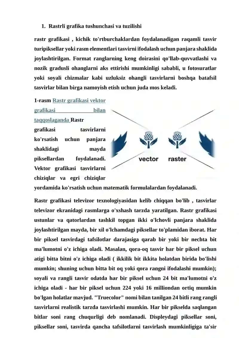 Rasterli grafika va uning o’ziga hos xususiyatlari 3