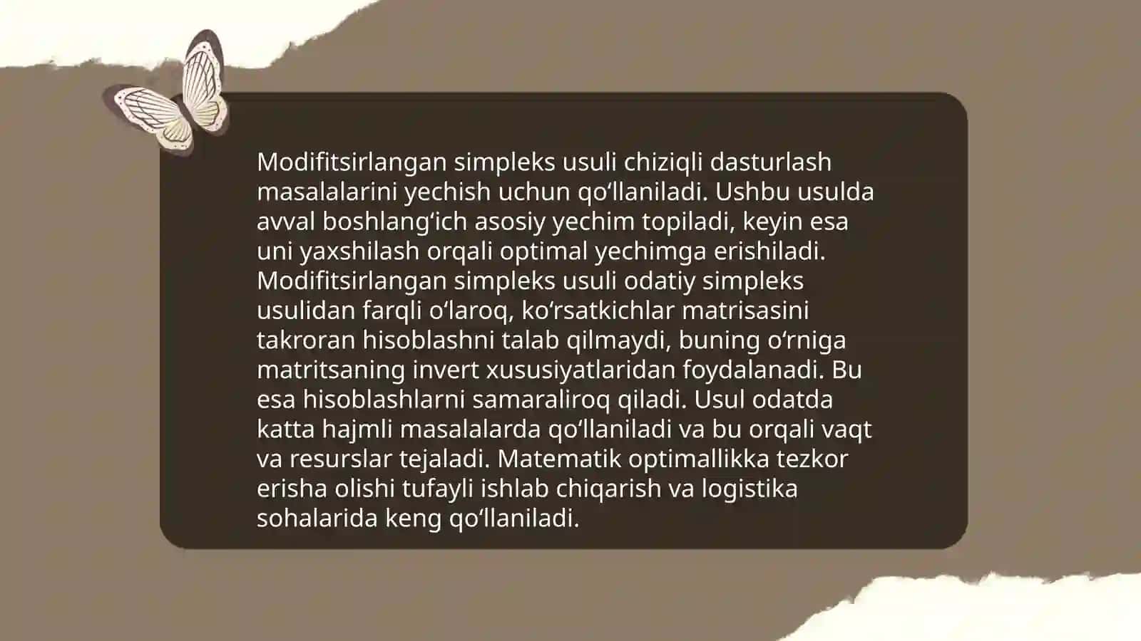 Modifitsirlangan simpleks usul 3
