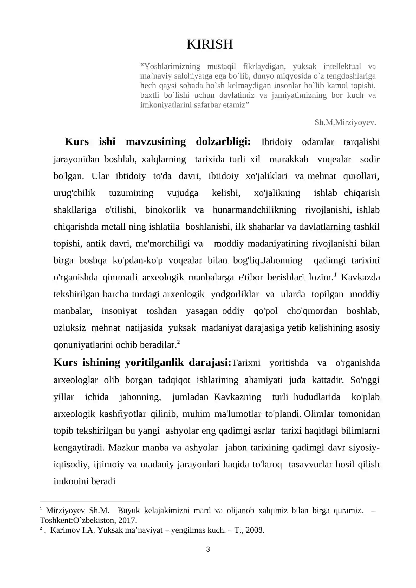 JAHON ARXEOLOGIYASI FANIDAN KURS ISHI 3