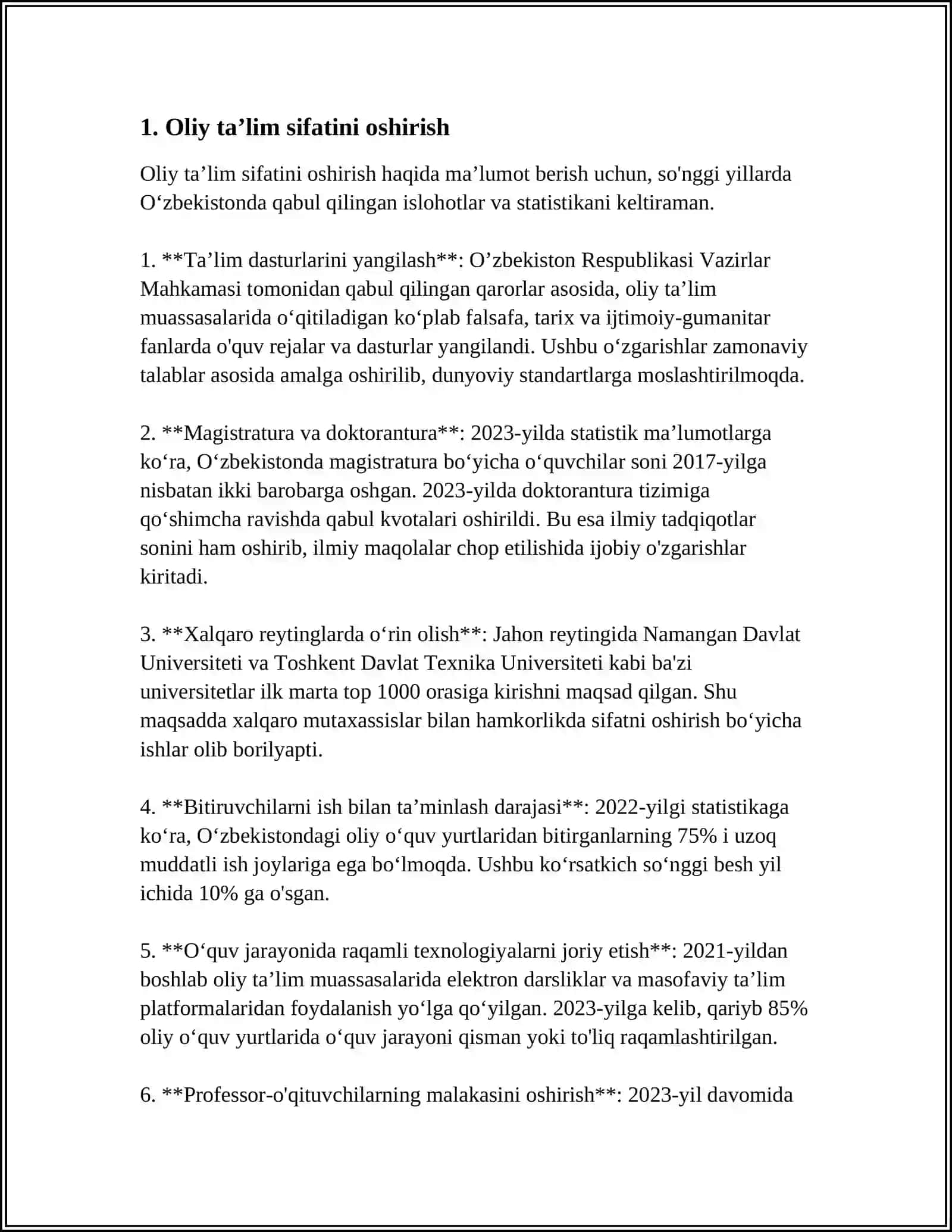 OʻZBEKISTON RESPUBLIKASI OLIY TAʼLIM TIZIMINI 2030-YILGACHA RIVOJLANTIRISH KONSEPSIYASI 3