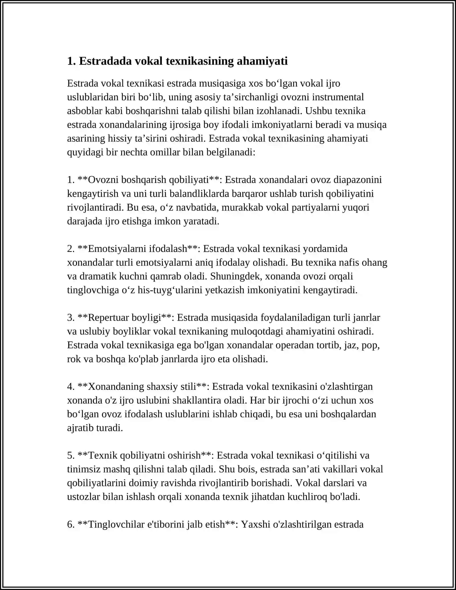 Estrada Ijrochiligidagi Ovoz Tayanchi va Nafas Usullari 3