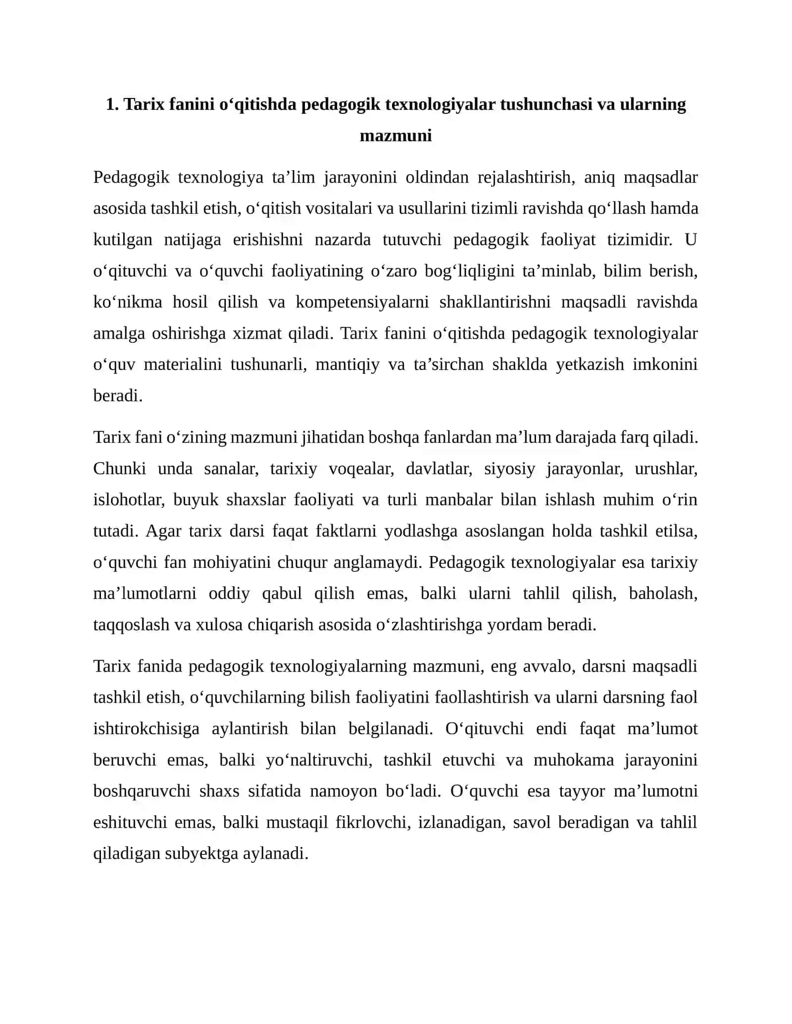 TARIX FANINI O‘QITISHDA PEDAGOGIK TEXNOLOGIYALARNING AHAMIYATI 3